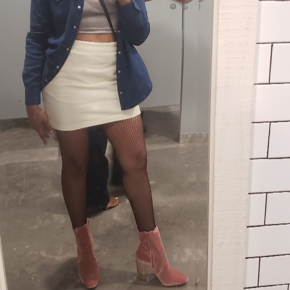 Cream corduroy skirt